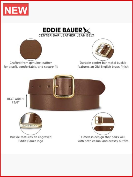 Genuine Buffalo Leather Belt with Metal Buckle, Adjustable Fit main image 7